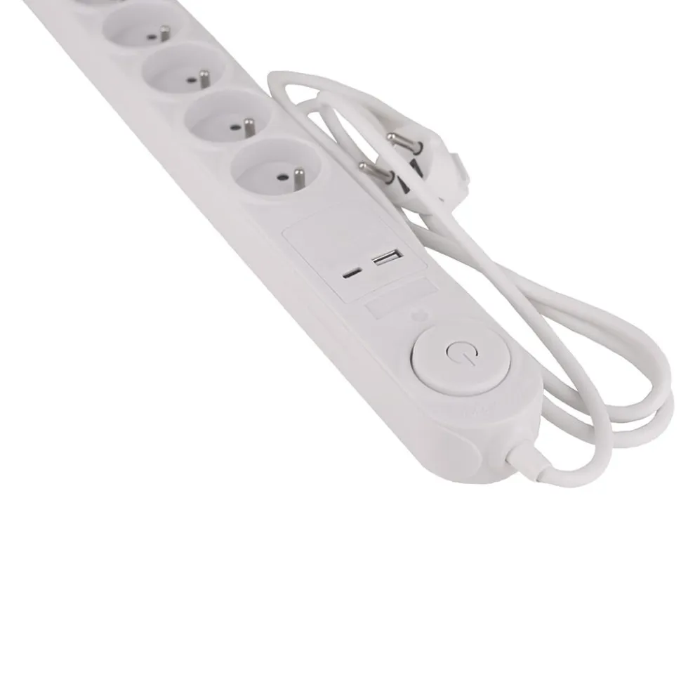 Listwa zasilająca z wyłącznikiem Hykker, 6 gniazd, USB-A, USB-C