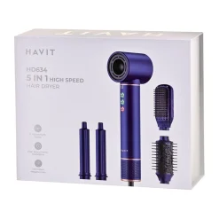 Lokówko-suszarka Multistyler Havit HD634, 1300 W, 4 końcówki, niebieska