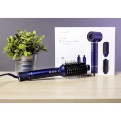 Lokówko-suszarka Multistyler Havit HD634, 1300 W, 4 końcówki, niebieska
