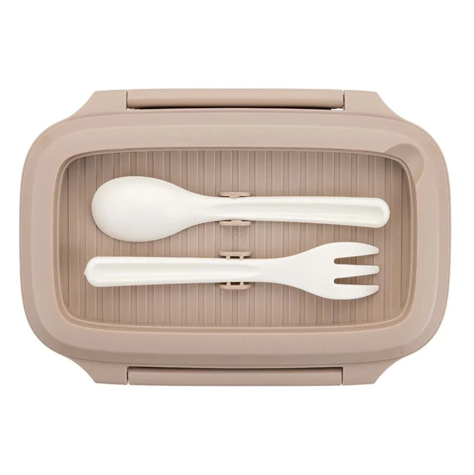 Lunchbox Florina, 1 l, z łyżką i widelcem, beżowy