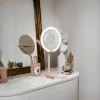 Lusterko do makijażu Amiro AML117F, podświetlane, różowe