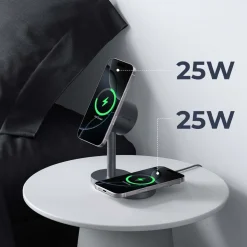 Magnetyczna ładowarka bezprzewodowa 2 w 1 Aukey LC-MC213, QI2.2, 25 W