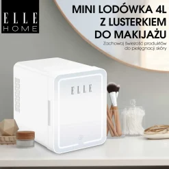 Minilodówka na kosmetyki Elle Home, z lusterkiem LED, 4 l, biała