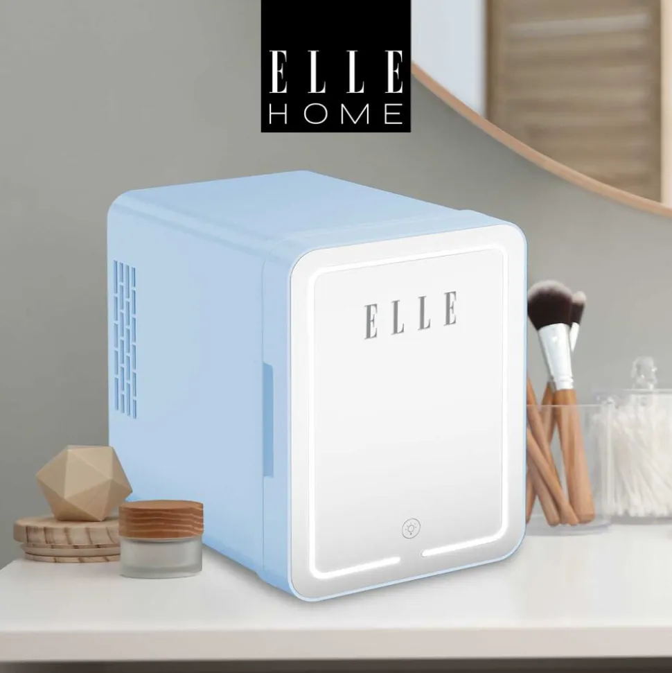 Minilodówka na kosmetyki Elle Home, z lusterkiem LED, 4 l, niebieska