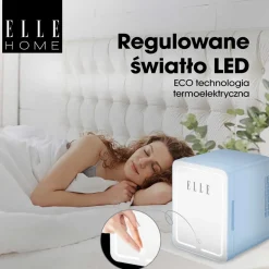 Minilodówka na kosmetyki Elle Home, z lusterkiem LED, 4 l, niebieska