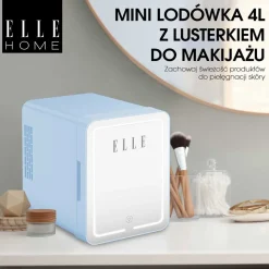 Minilodówka na kosmetyki Elle Home, z lusterkiem LED, 4 l, niebieska