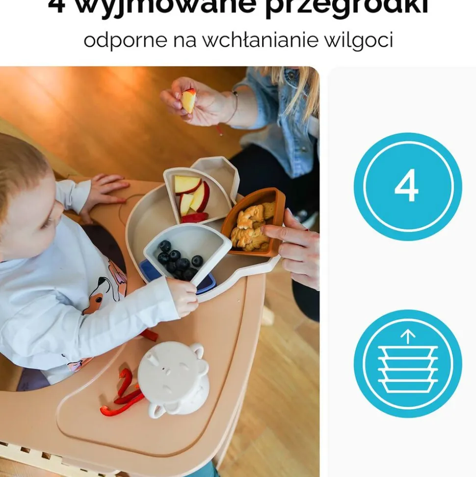 Miseczka 4 w 1 Kidnort Retter Mjölk, wyjmowane przegródki, brązowa