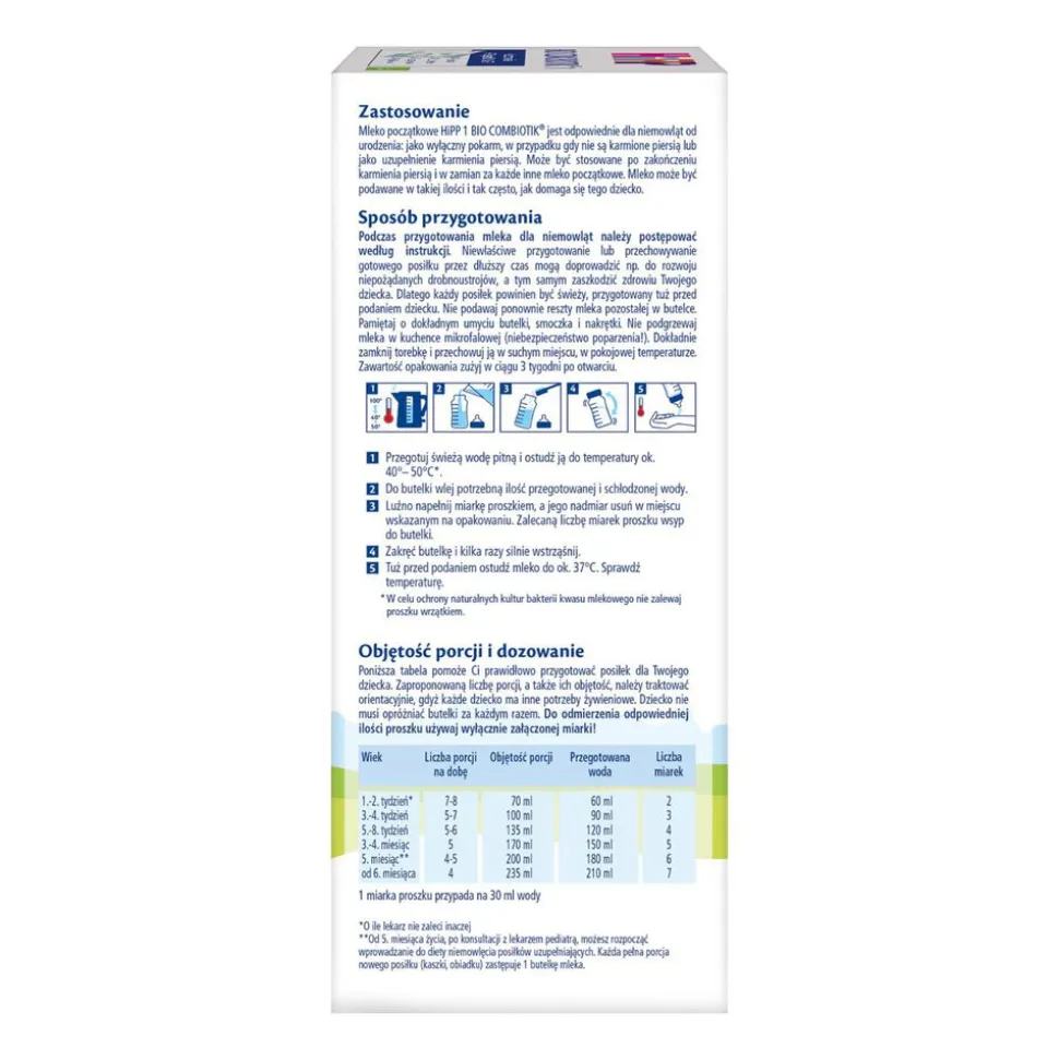 Mleko początkowe HIPP 1 BIO Combiotik®, od urodzenia, 550 g