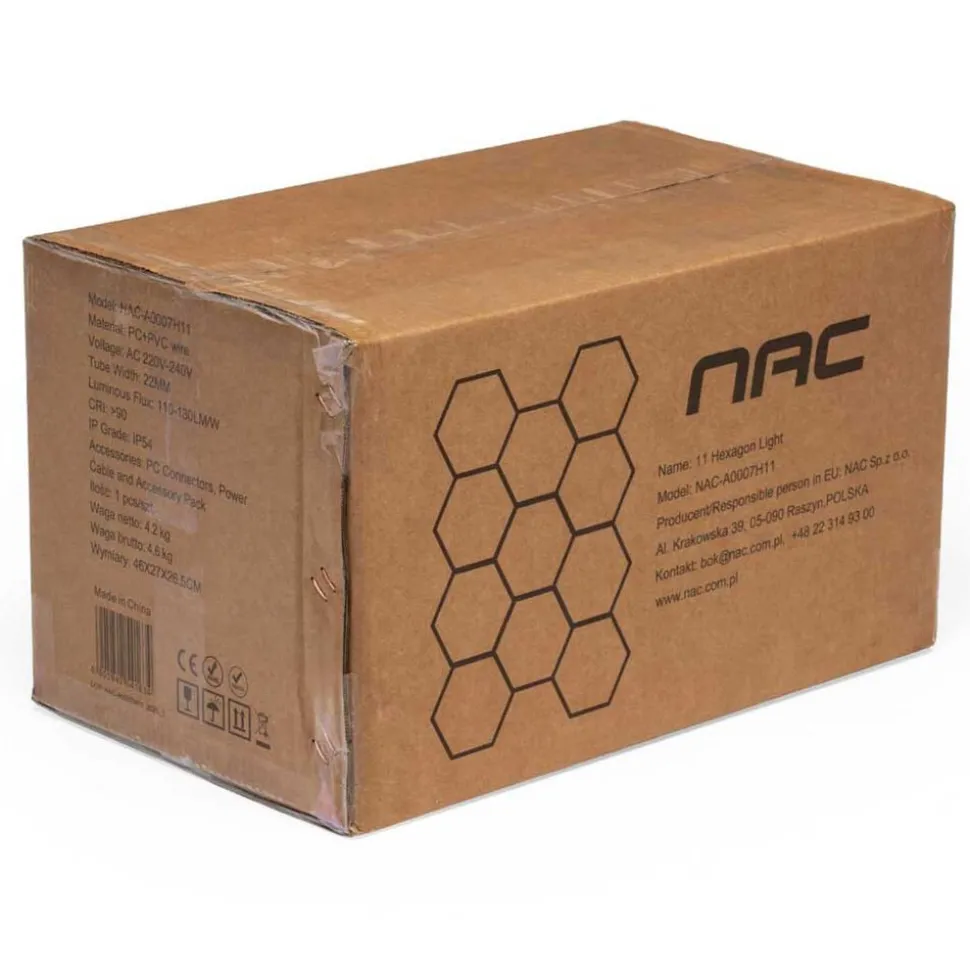 Modułowa lampa LED NAC-A0007H11 Hexagon, 6000K, 322 W, 8 modułów
