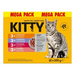 Mokra karma dla kotów Kitty, saszetki, mix smaków, 48 x 100 g