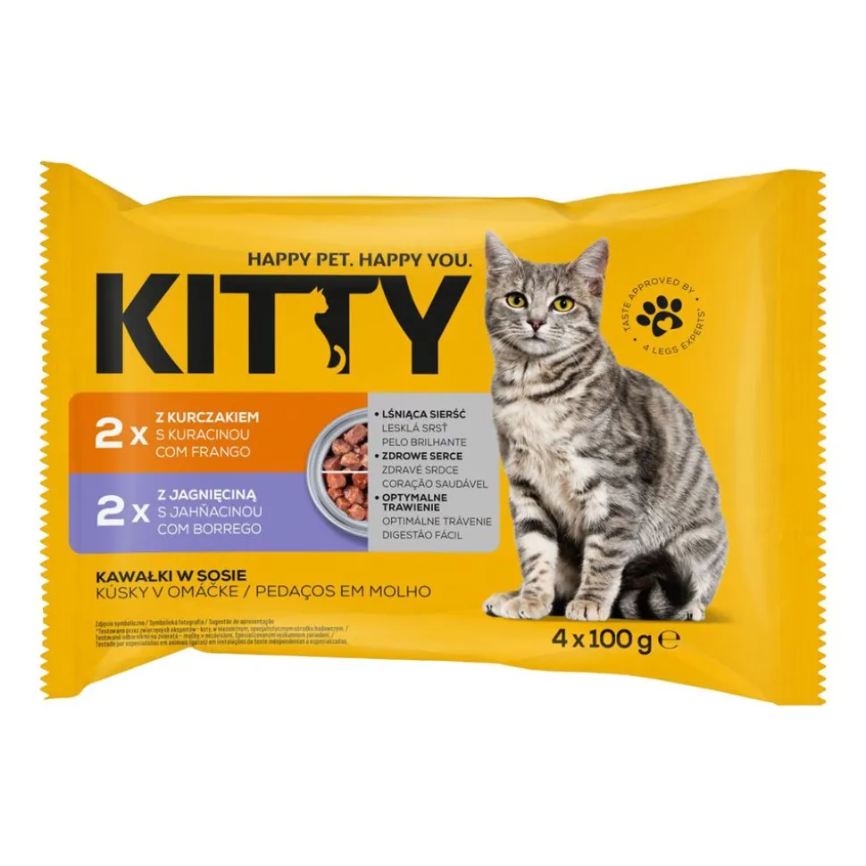 Mokra karma dla kotów Kitty, saszetki, mix smaków, 72 x 100 g