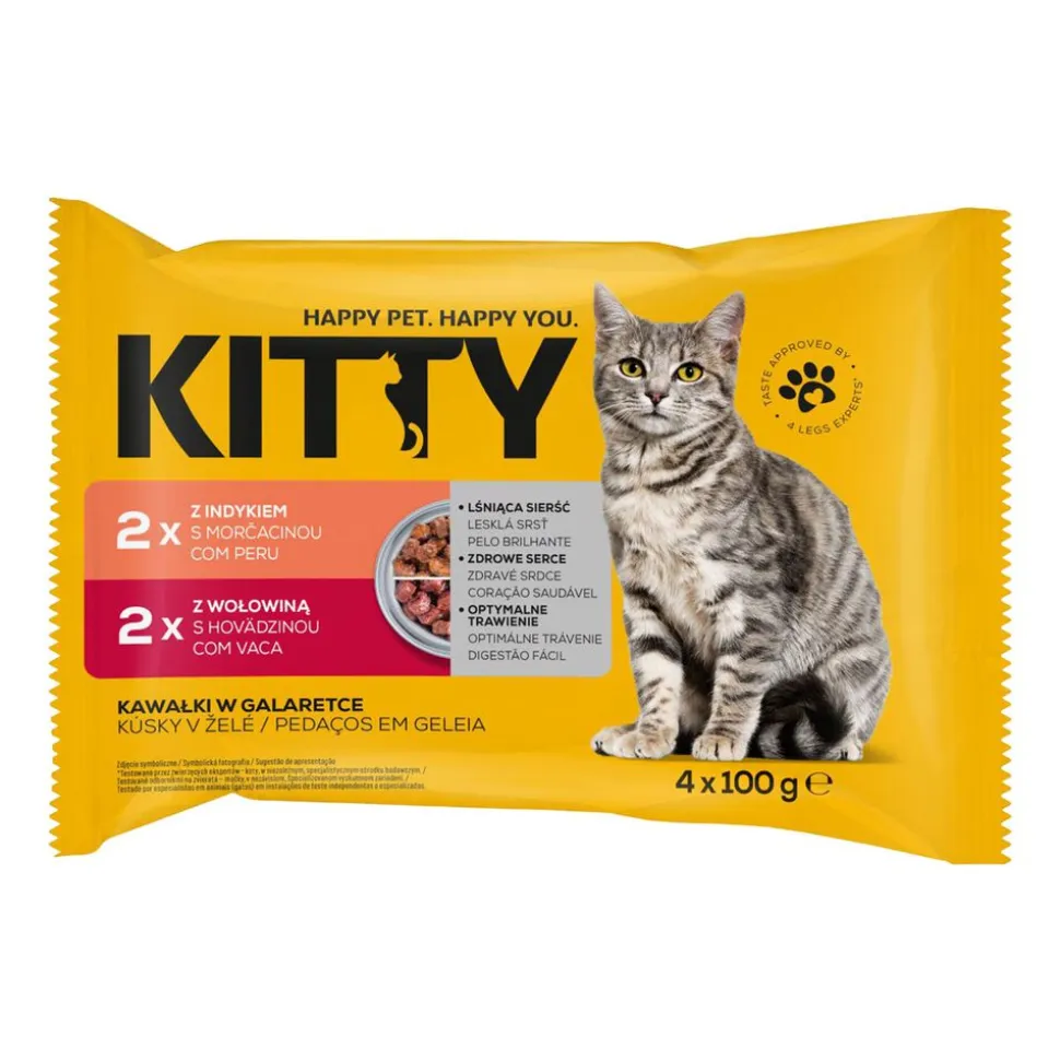 Mokra karma dla kotów Kitty, saszetki, mix smaków, 72 x 100 g