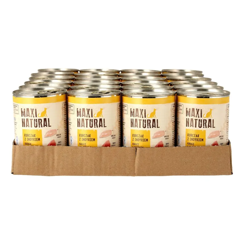 Mokra karma dla kotów Maxi Natural, kurczak z indykiem, 24 x 400 g