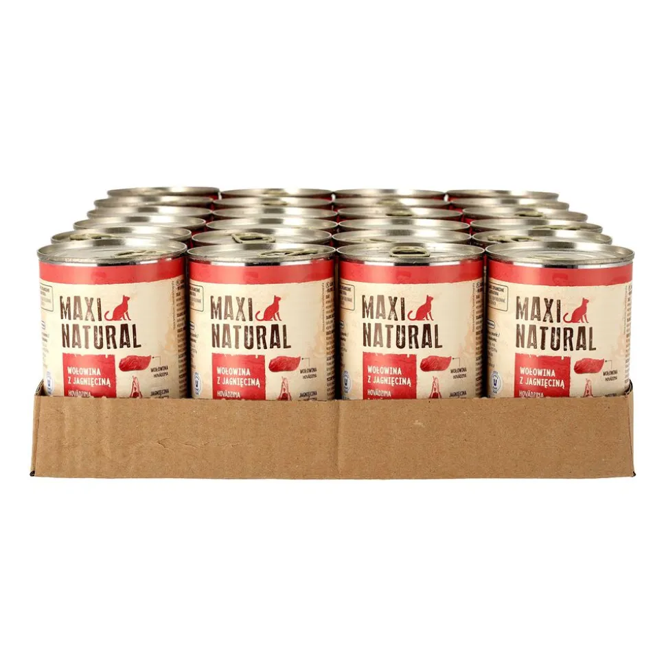 Mokra karma dla kotów Maxi Natural, wołowina z jagnięciną, 24 x 400 g