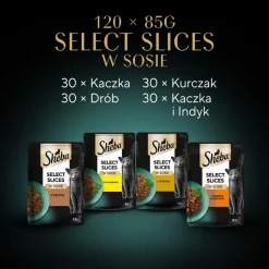Mokra karma dla kotów Sheba Selection Drobiowe Smaki, w sosie, 120 x 85 g