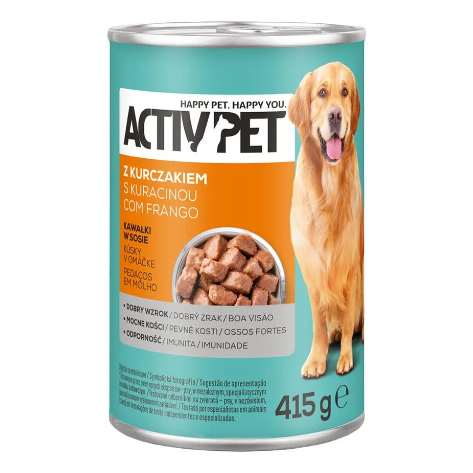 Mokra karma dla psów Activ Pet, puszki, mix smaków, 20 x 415 g