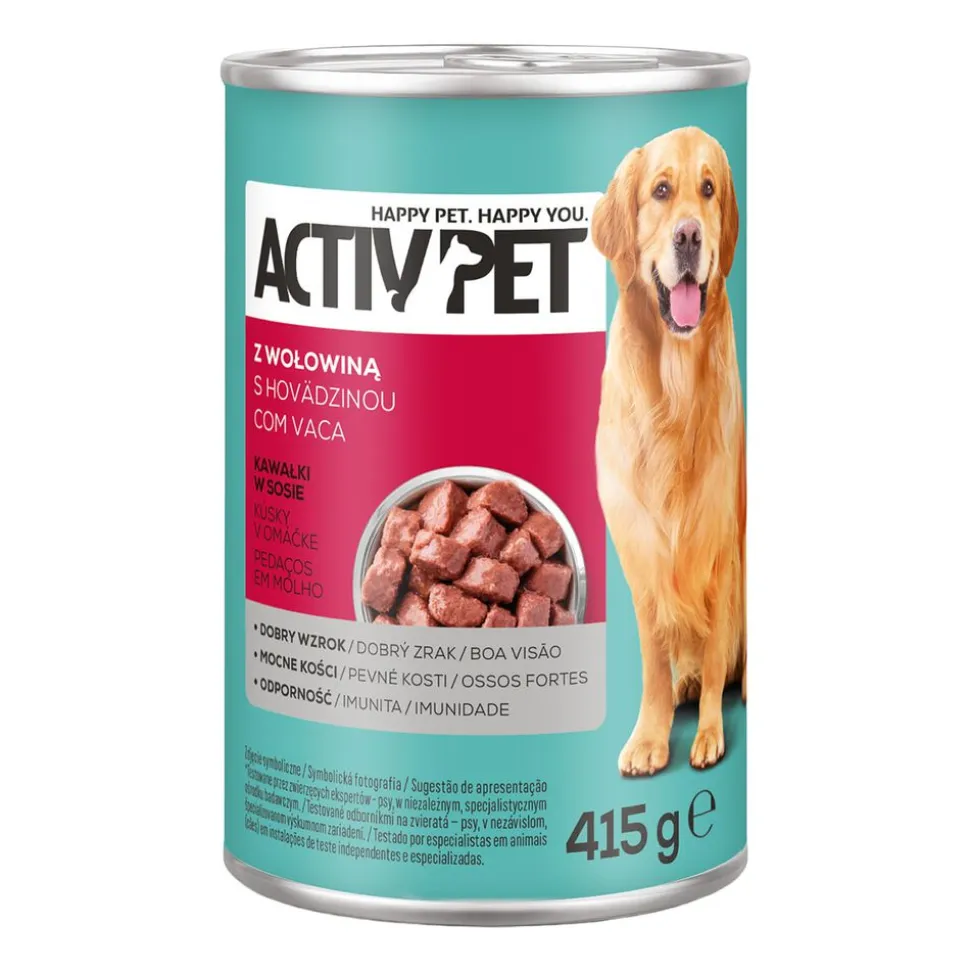 Mokra karma dla psów Activ Pet, puszki, mix smaków, 20 x 415 g