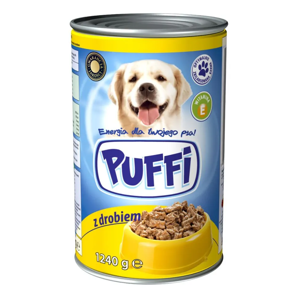 Mokra karma dla psów Puffi, puszki, drób, 6 x 1240 g