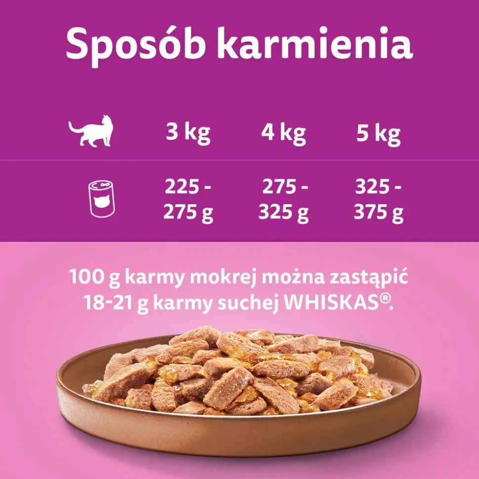Mokra karma Whiskas, dla dorosłych kotów, z kaczką, 24 x 400 g
