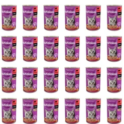 Mokra karma Whiskas, dla dorosłych kotów, z wołowiną, 24 x 400 g