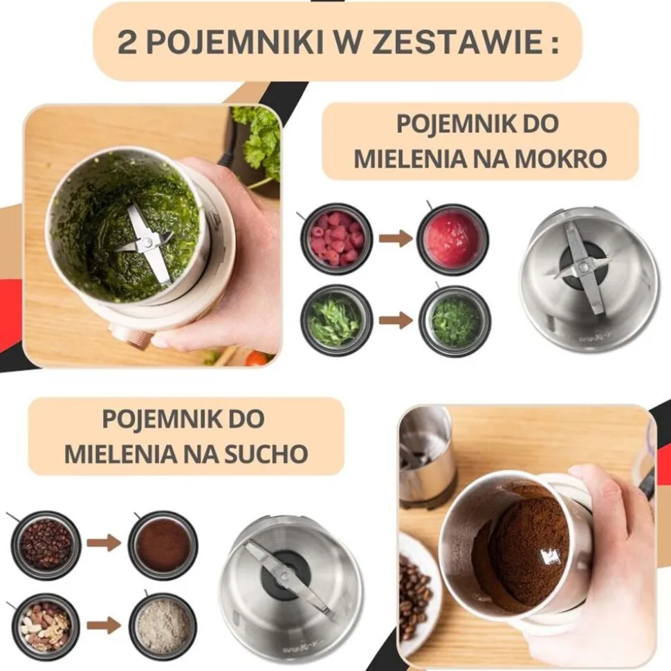 Młynek do kawy i przypraw Klausberg, 3 prędkości