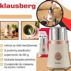 Młynek do kawy i przypraw Klausberg, 3 prędkości
