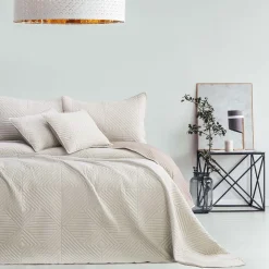 Narzuta na łóżko dwustronna 220 x 240 cm Restilo Softa, beżowa
