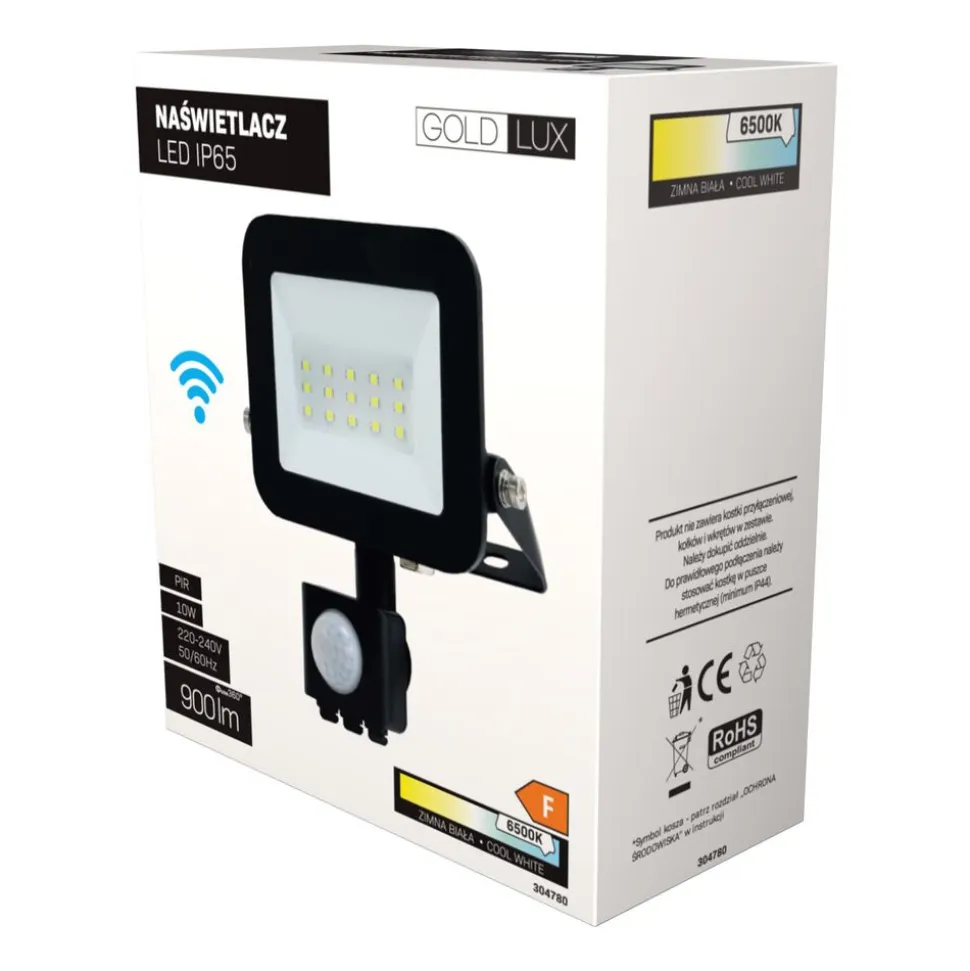 Naświetlacz LED Sanico SMD PIR, 10 W, 6500K, czujnik ruchu i zmierzchu
