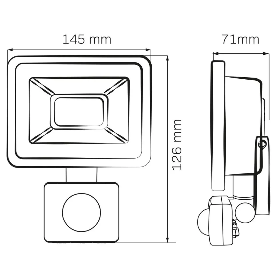 Naświetlacz LED Sanico SMD PIR, 20 W, 6500K, czujnik ruchu i zmierzchu
