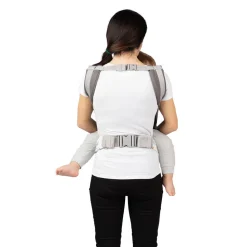Nosidło ergonomiczne MoMi Collet z kapturem, 2 pozycje noszenia, szare z kwiatami