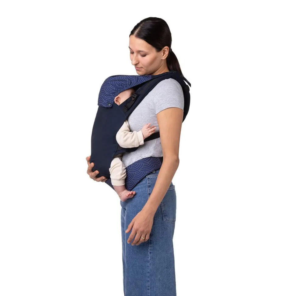 Nosidło ergonomiczne MoMi Collet z kapturem, 2 pozycje noszenia, granatowe