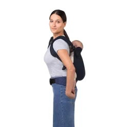Nosidło ergonomiczne MoMi Collet z kapturem, 2 pozycje noszenia, granatowe