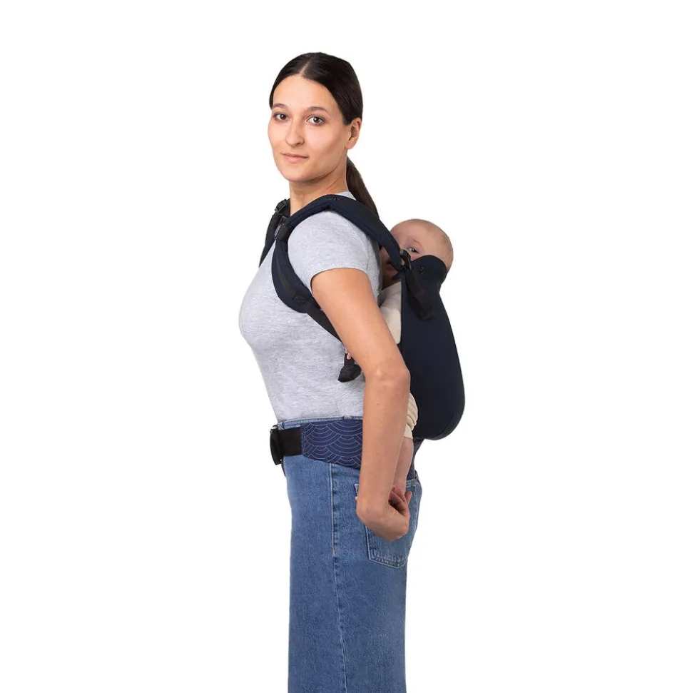 Nosidło ergonomiczne MoMi Collet z kapturem, 2 pozycje noszenia, granatowe