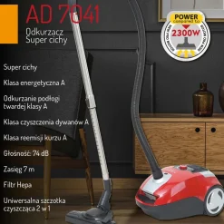 Odkurzacz Adler AD 7041, super cichy, czarny