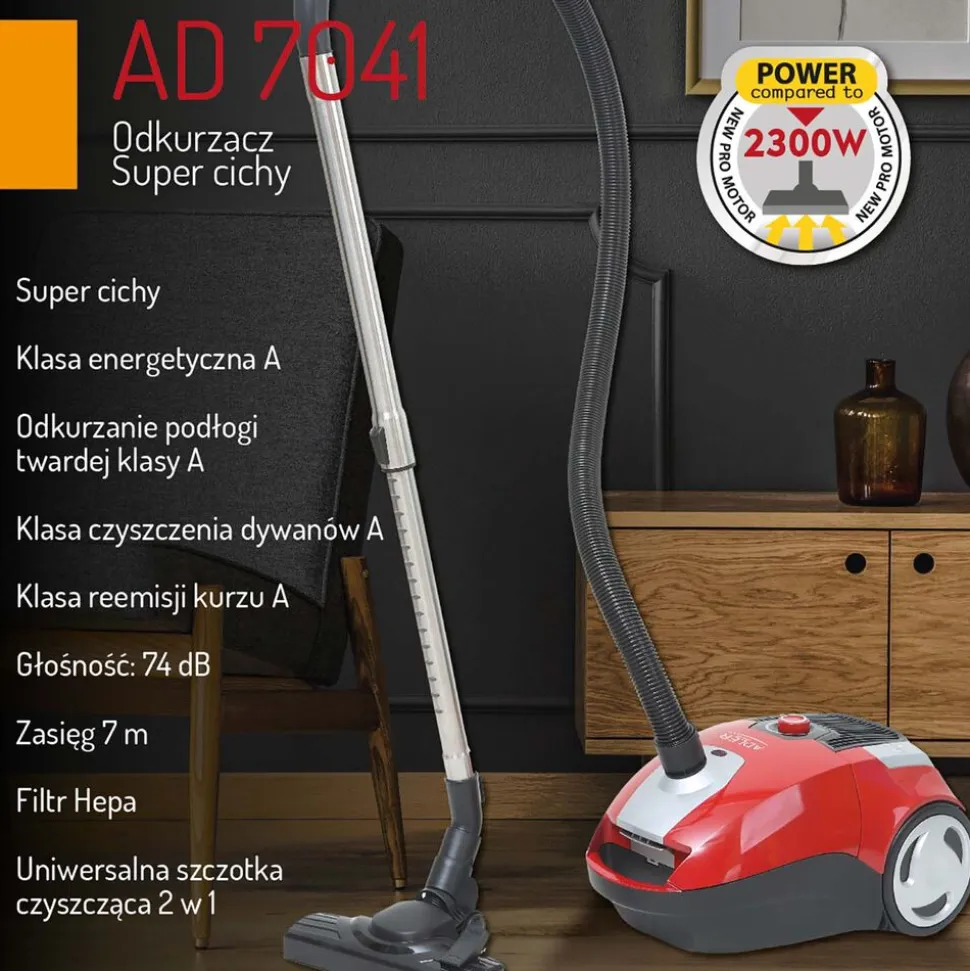 Odkurzacz Adler AD 7041, super cichy, czarny
