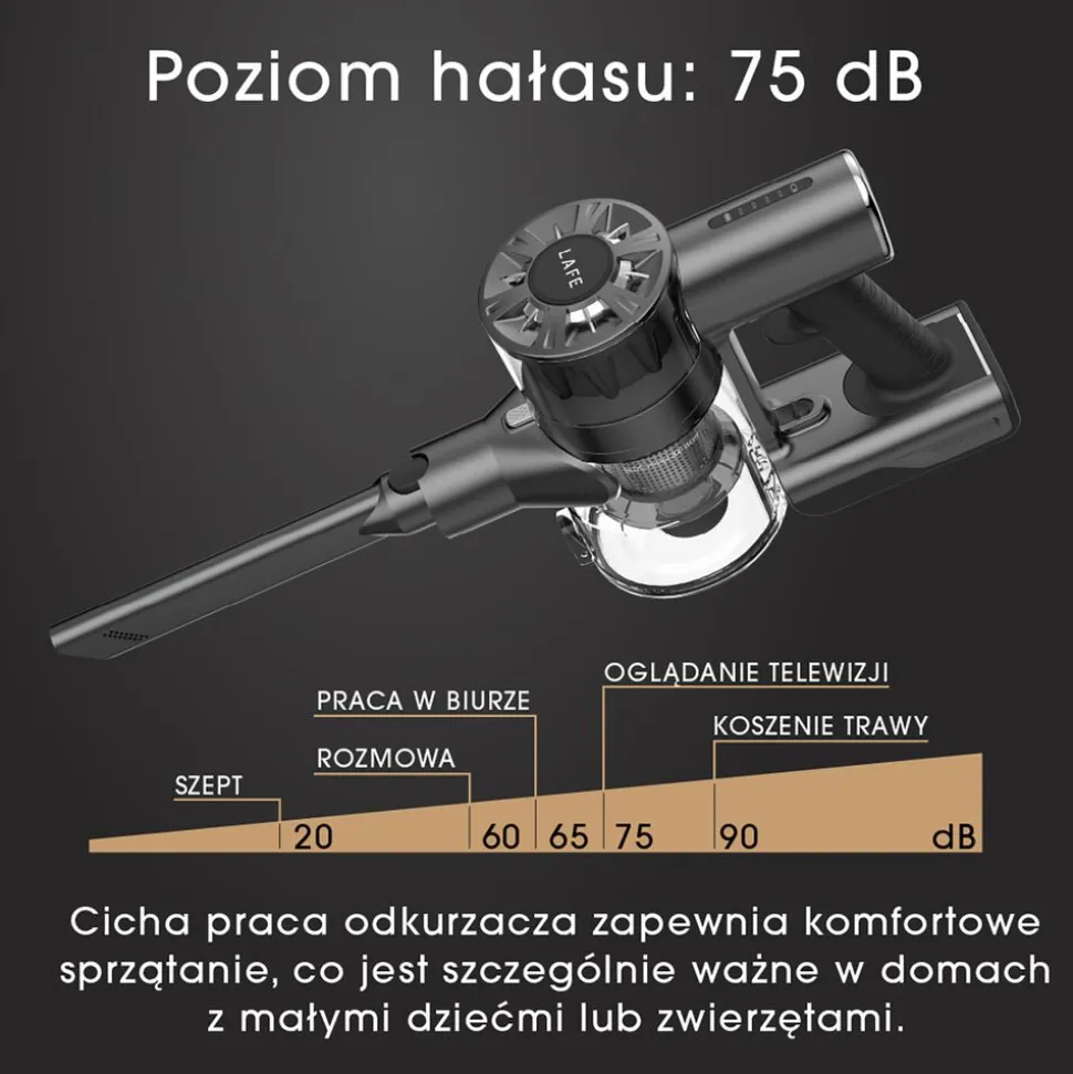 Odkurzacz pionowy Lafe PowerGlide 200W, bezprzewodowy, 22 kPa