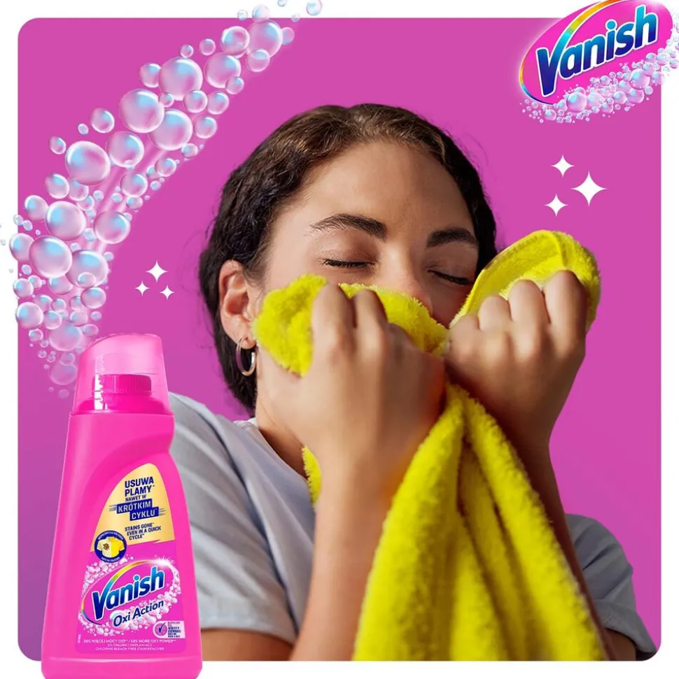 Odplamiacz do kolorowych tkanin Vanish Oxi Action Pink, 1 l