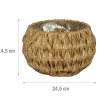Okrągła donica technorattanowa Meven, 24,5 x 14,5 cm, beżowa