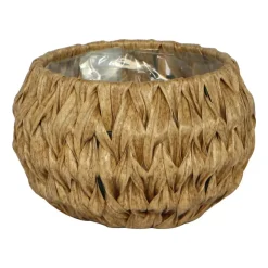 Okrągła donica technorattanowa Meven, 24,5 x 14,5 cm, beżowa