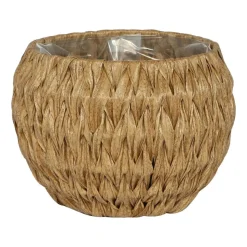 Okrągła donica technorattanowa Meven, 31,5 x 20,5 cm, beżowa