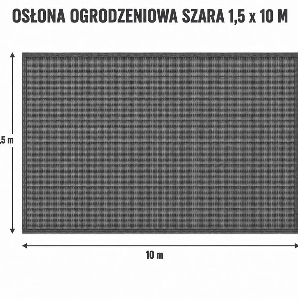 Osłona na ogrodzenie Gardenic, 1,5 x 10 m, HDPE, szara