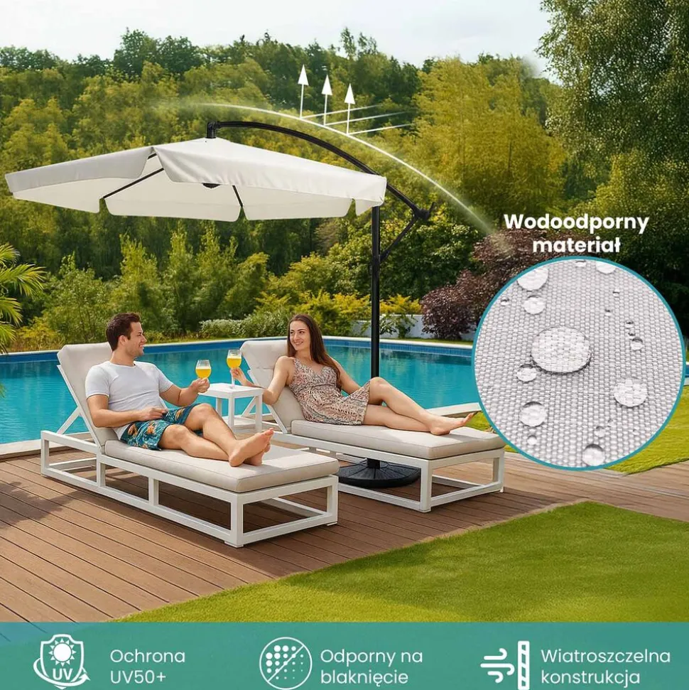 Parasol ogrodowy Black Forest, 300 cm, na wysięgniku, z boczkami, beżowy