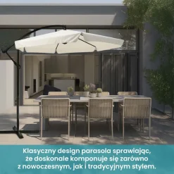 Parasol ogrodowy Black Forest, 300 cm, na wysięgniku, z boczkami, beżowy