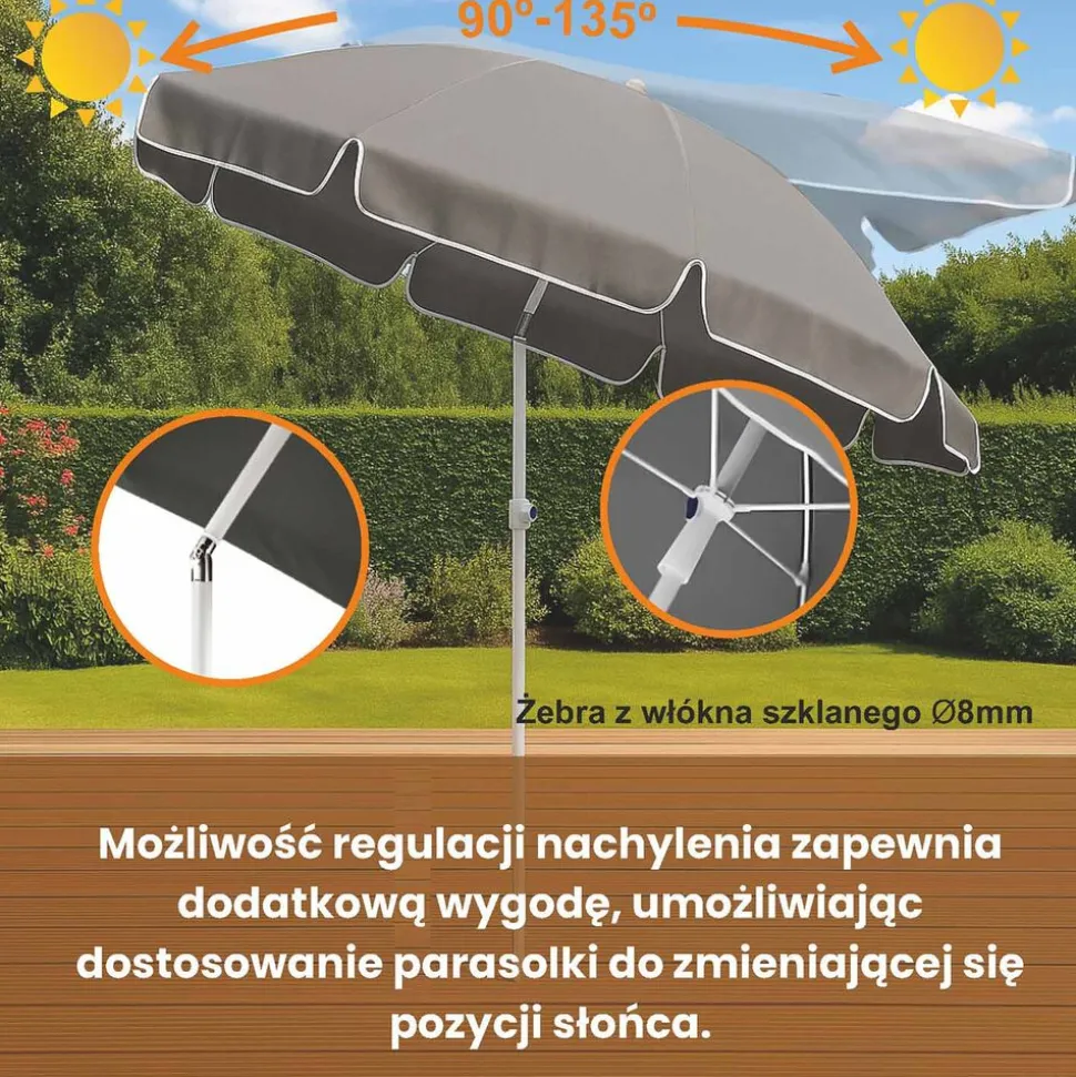 Parasol ogrodowy Black Forest, okrągły, szary