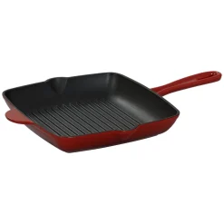 Patelnia grillowa 26 cm MG Home Infinito, żeliwna, czerwona