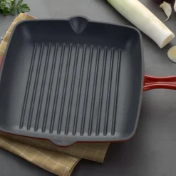 Patelnia grillowa 26 cm MG Home Infinito, żeliwna, czerwona