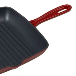 Patelnia grillowa 26 cm MG Home Infinito, żeliwna, czerwona