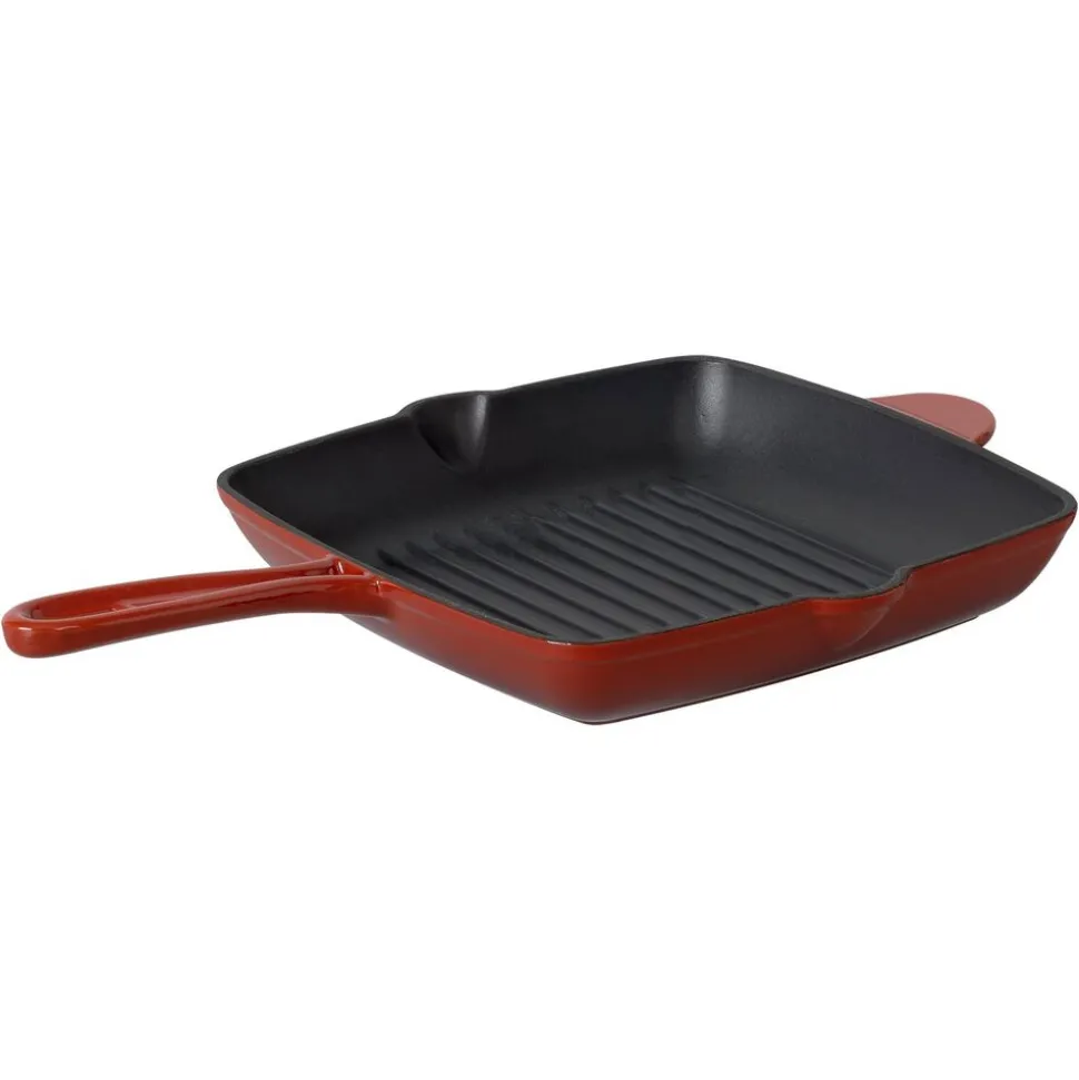 Patelnia grillowa 26 cm MG Home Infinito, żeliwna, czerwona