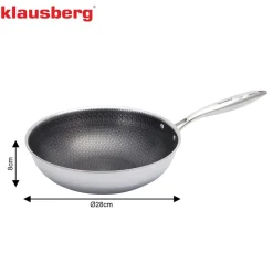 Patelnia wok Klausberg, stal nierdzewna, 28 cm, konstrukcja Triply