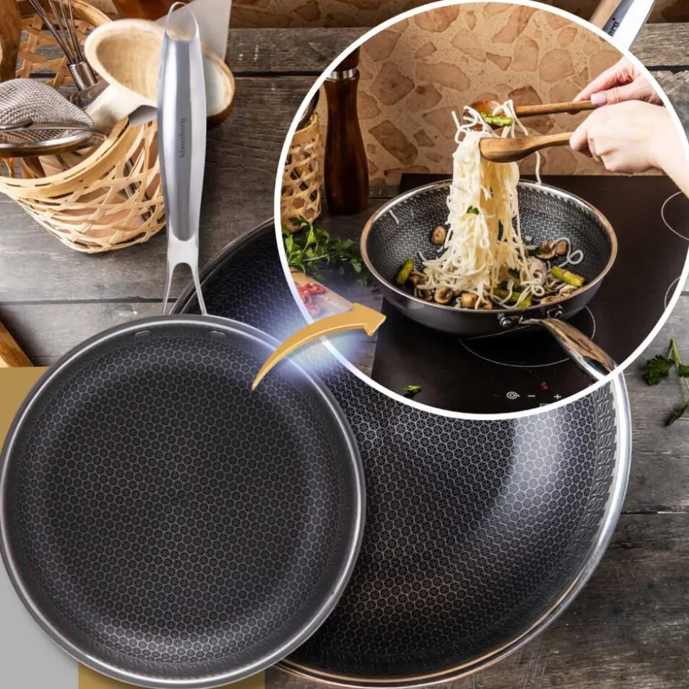 Patelnia wok Klausberg, stal nierdzewna, 28 cm, konstrukcja Triply